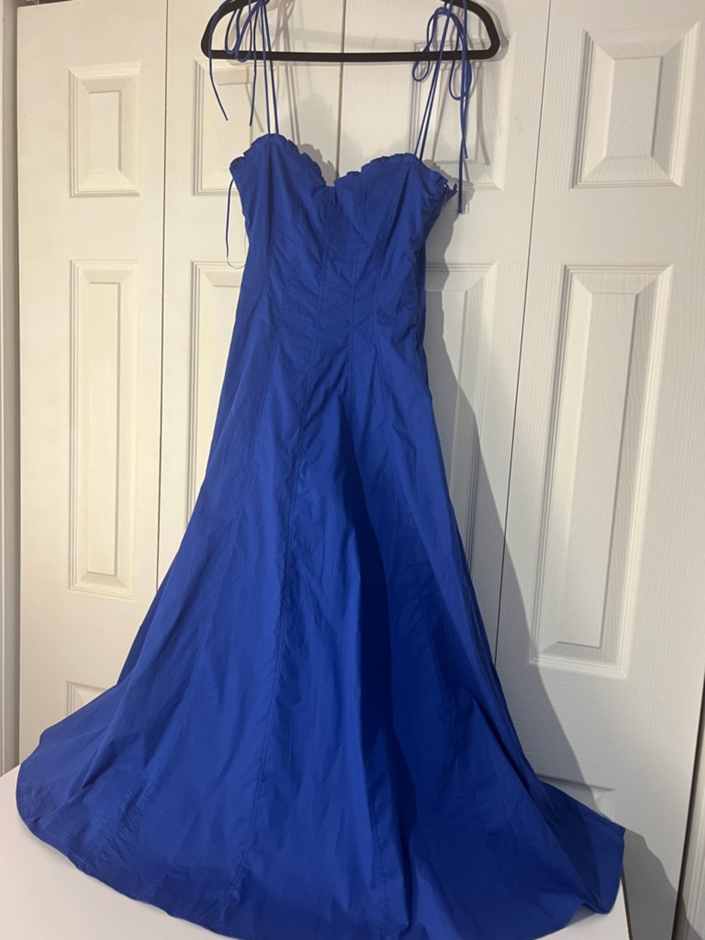 ZARA COTTON POPLIN TIE MIDI DRESS | CORNFLOWER BLUE | L NWT - Picture 15 of 16